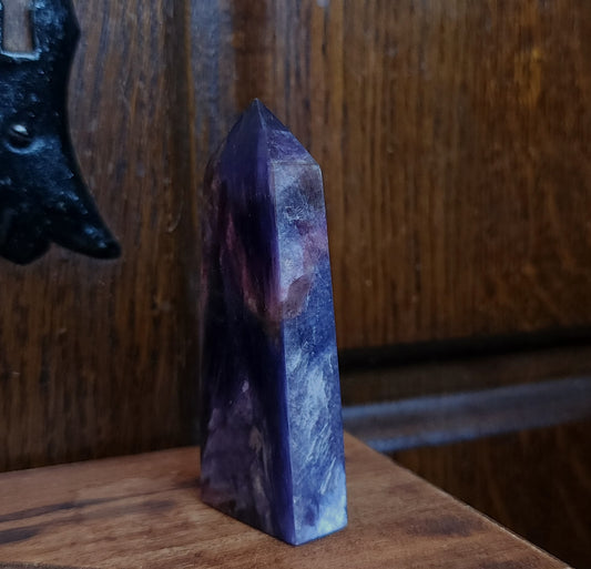 Rubellite Tourmaline in Lepidolite Mica Point