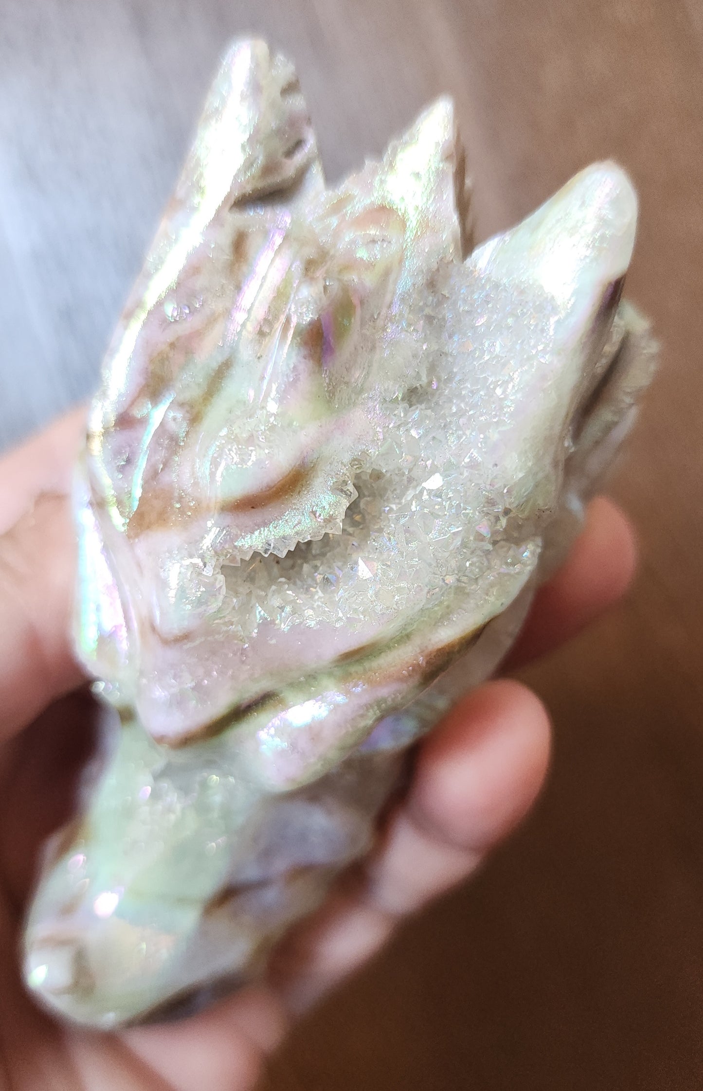 Aura Druzy Quartz Dragon Head