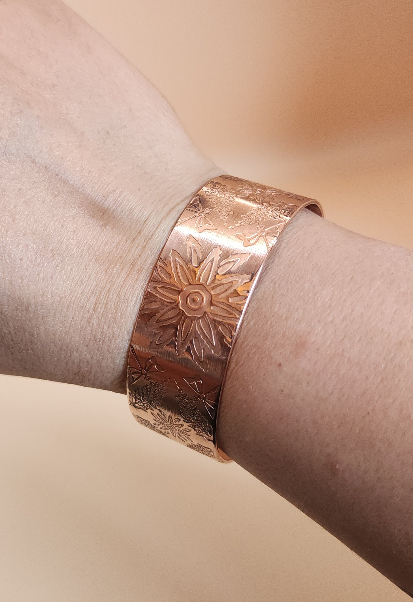 "Spring Garden" Narrow Copper Cuff Bracelet