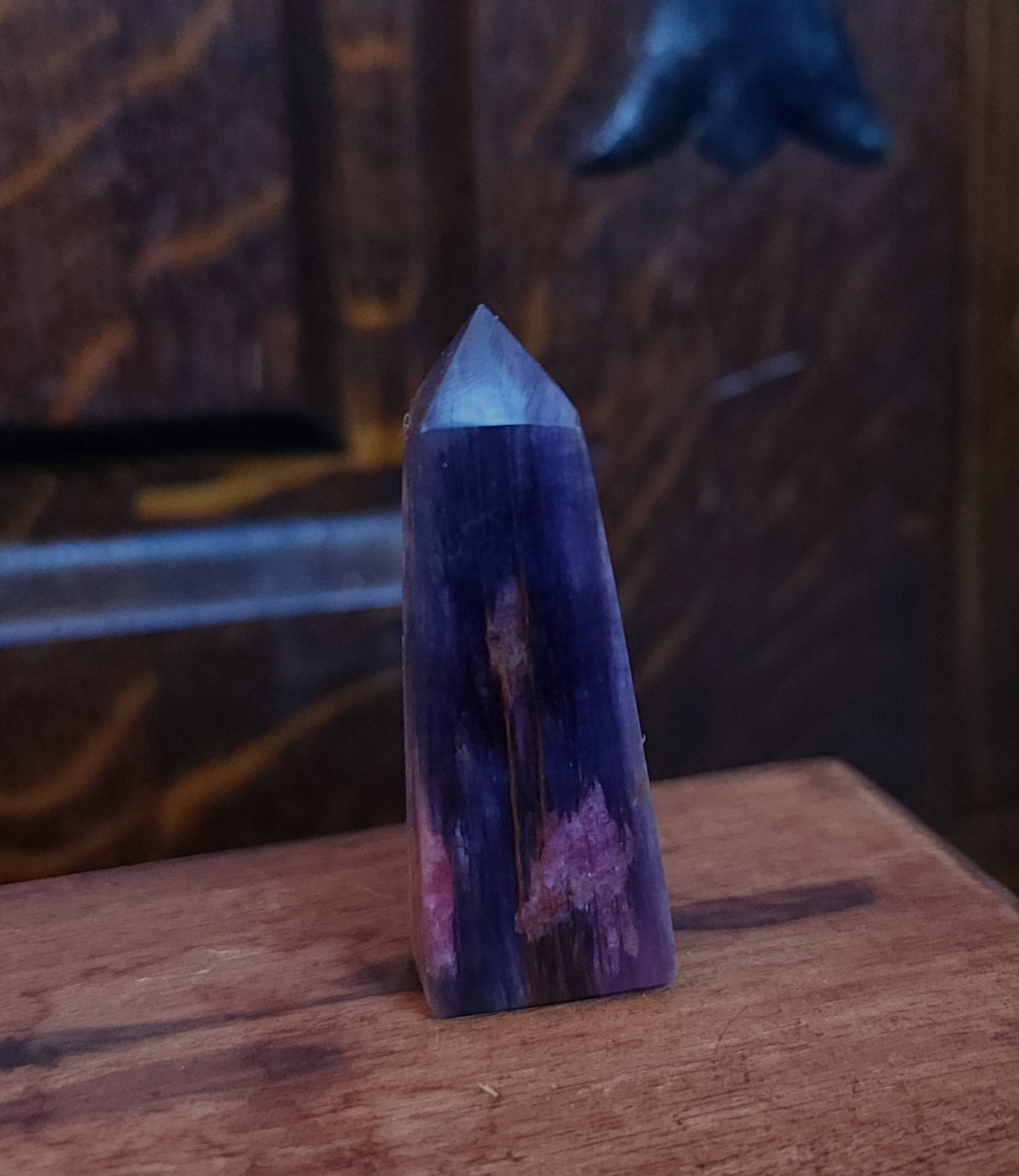 Rubellite Tourmaline in Lepidolite Mica Point