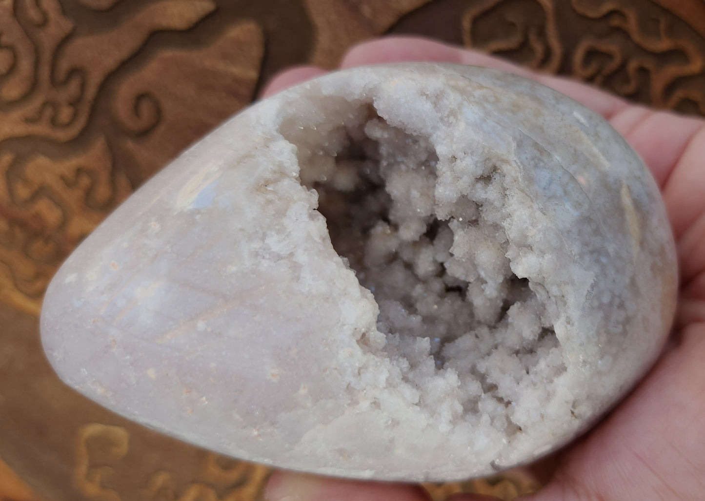 Cherry Blossom Agate Druzy Egg