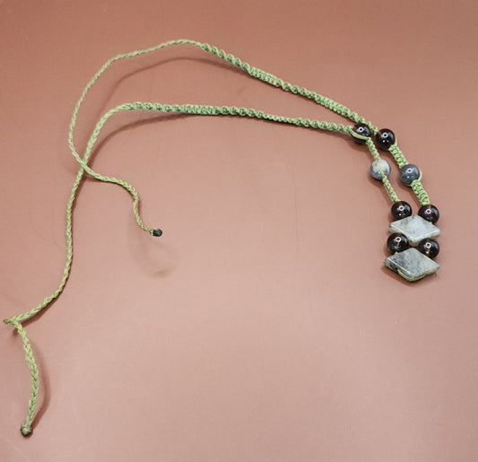 Labradorite & Smoky Quartz Macrame Necklace