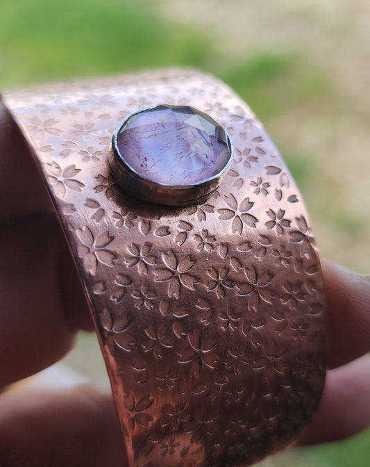 "Sakura" Copper & Amethyst Cuff Bracelet