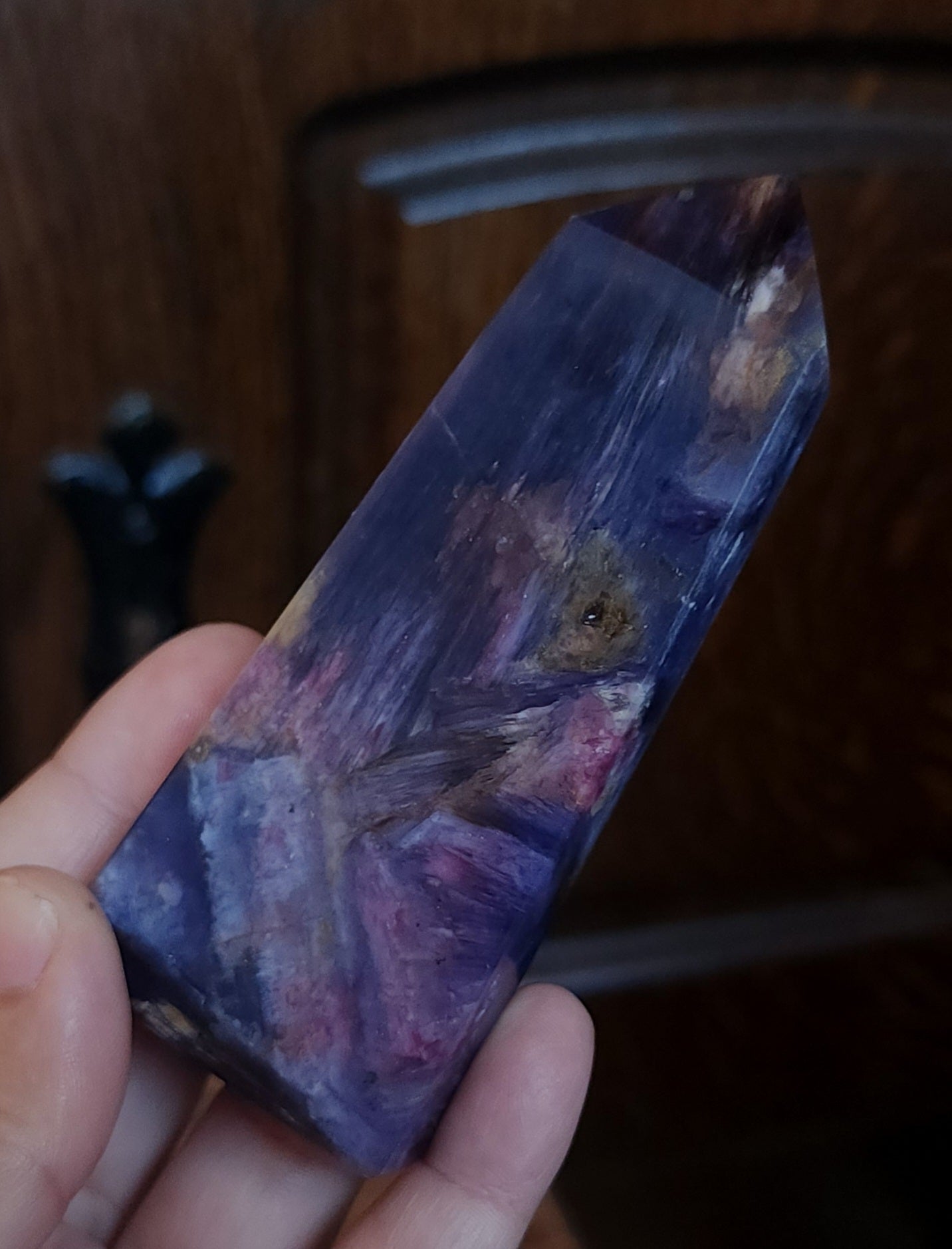 Rubellite Tourmaline in Lepidolite Mica Point