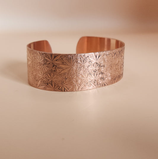 "Sweet Leaf" Narrow Copper Cuff Bracelet