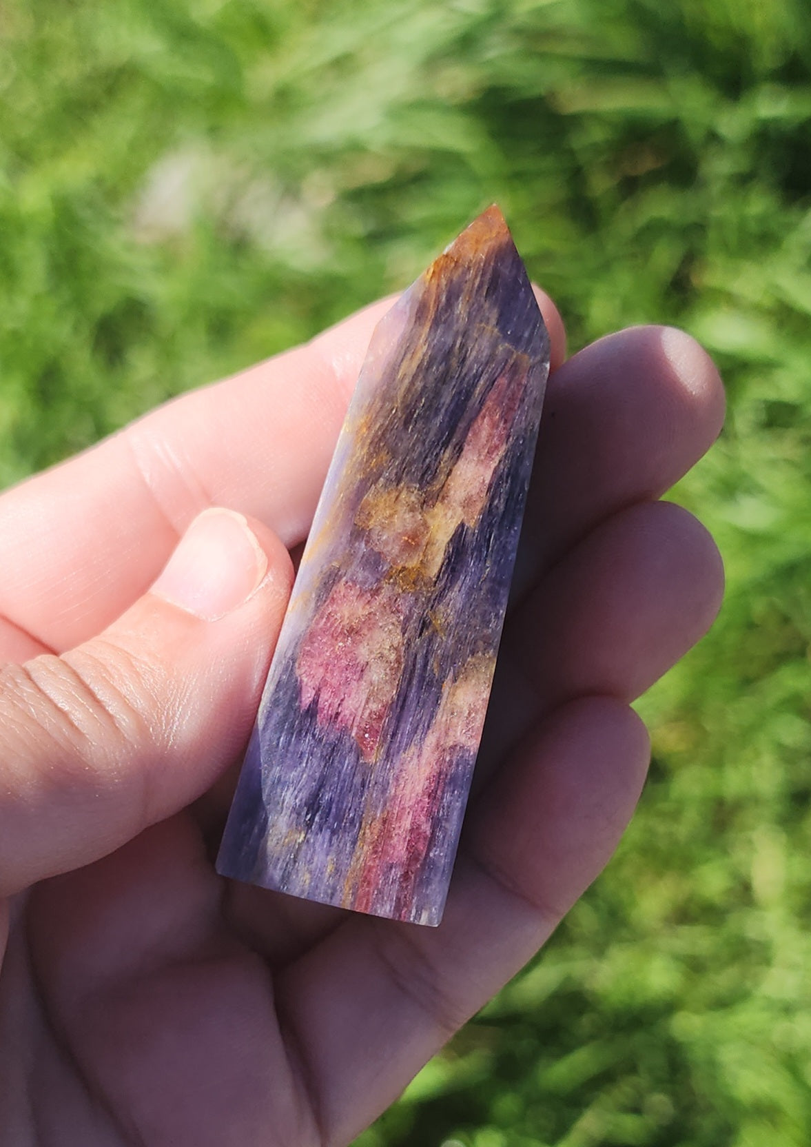 Rubellite Tourmaline in Lepidolite Mica Point