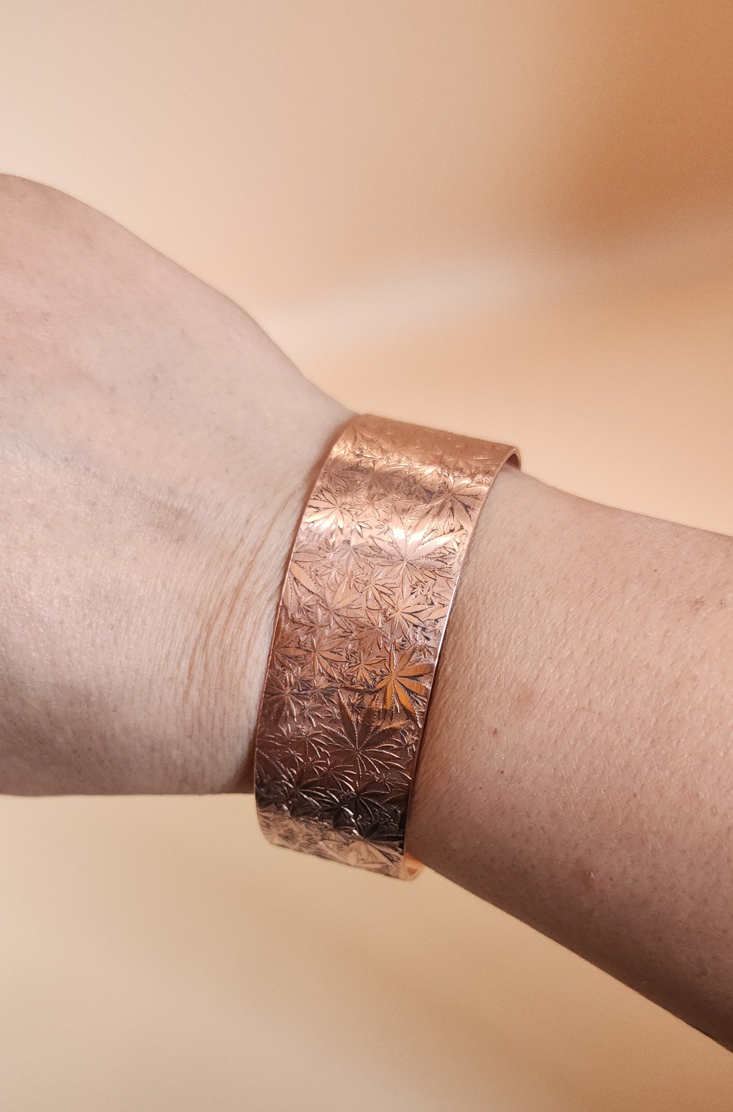 "Sweet Leaf" Narrow Copper Cuff Bracelet