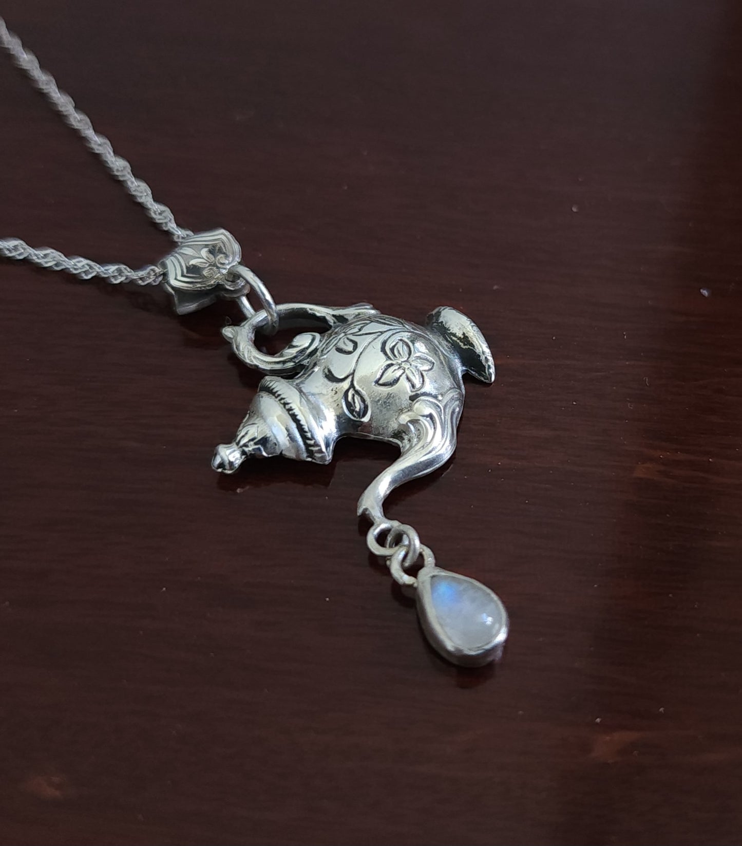 "Moon Tea" Sterling Silver & Moonstone Pendant