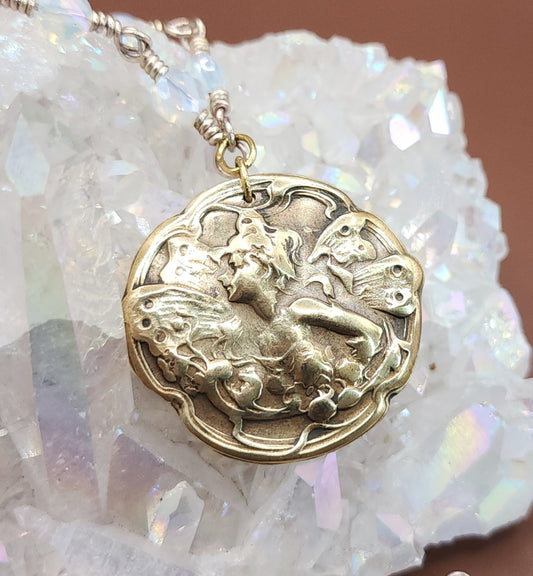Titania - One of a Kind Brass & Glass Necklace