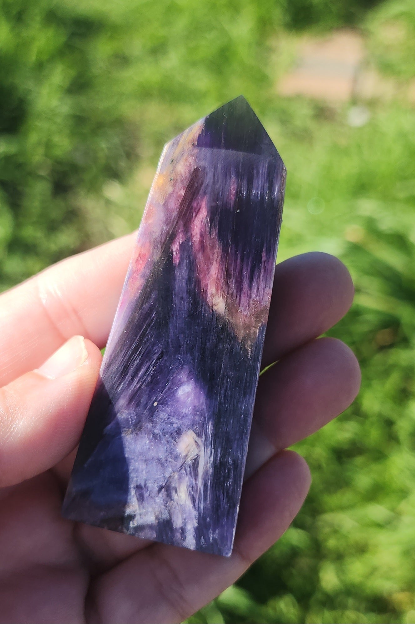 Rubellite Tourmaline in Lepidolite Mica Point