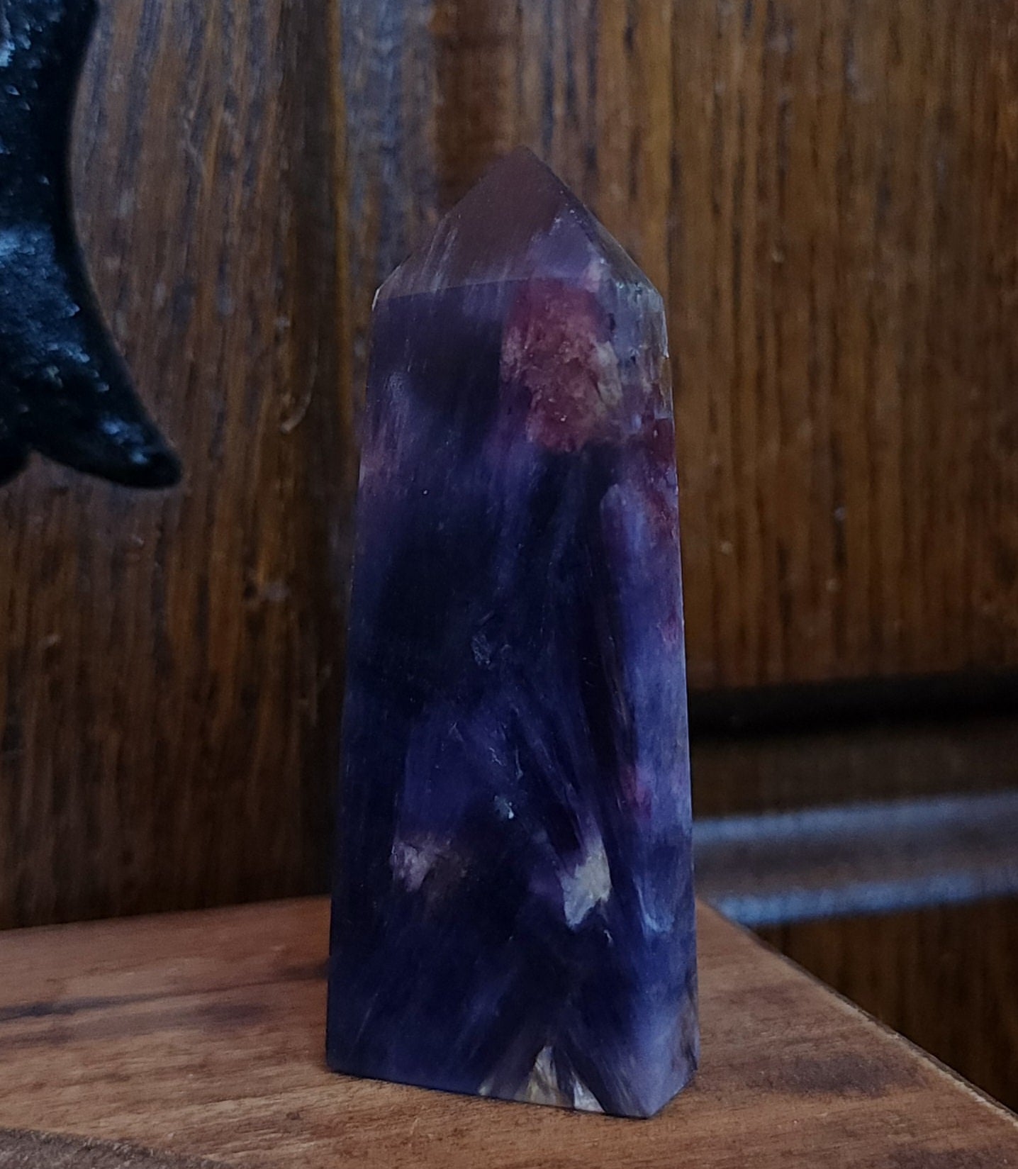 Rubellite Tourmaline in Lepidolite Mica Point