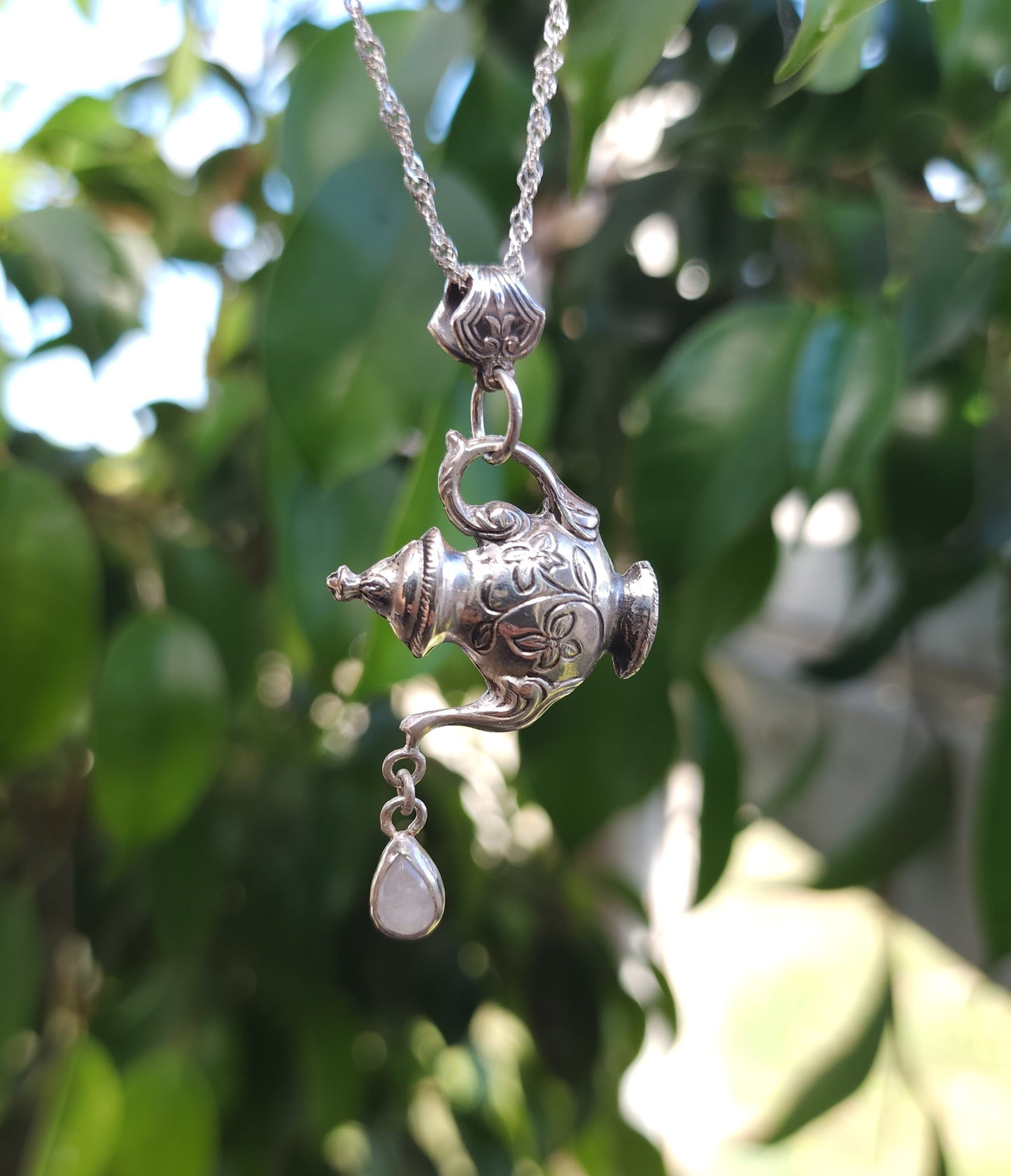 "Moon Tea" Sterling Silver & Moonstone Pendant