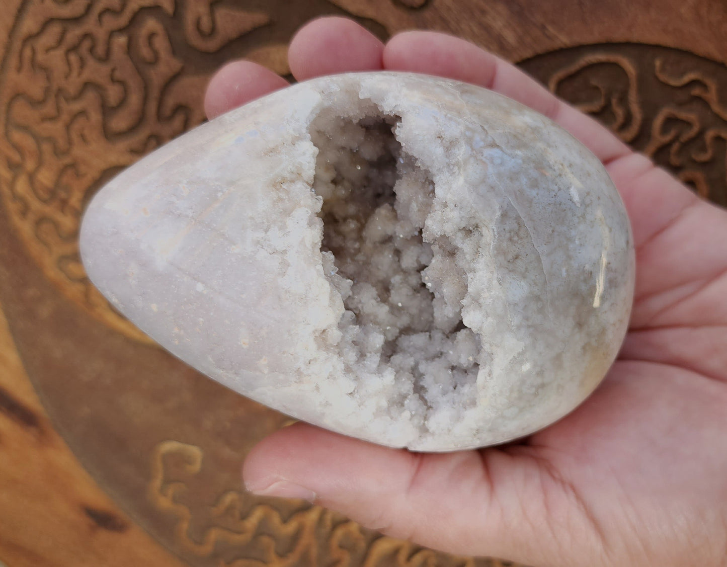 Cherry Blossom Agate Druzy Egg