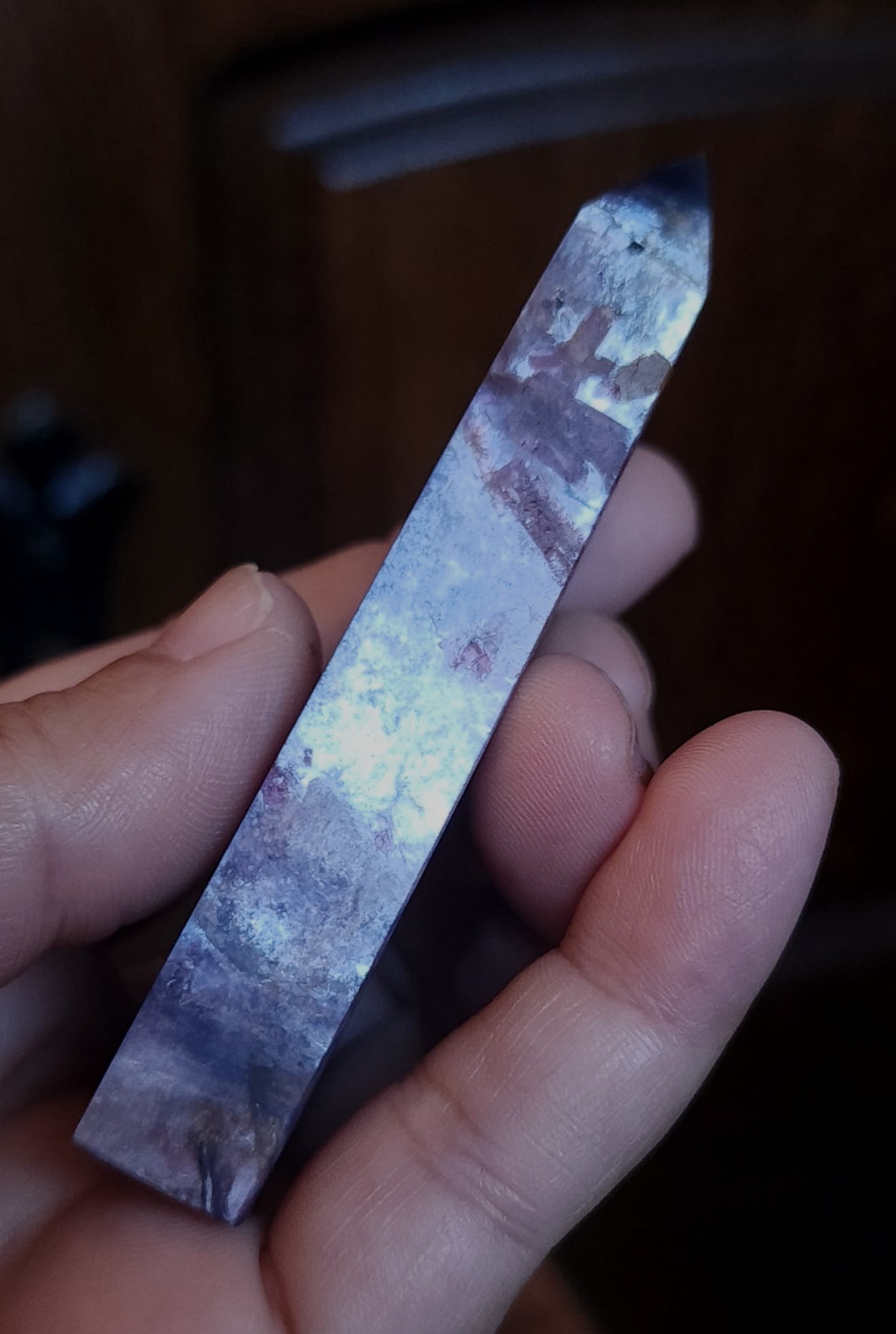 Rubellite Tourmaline in Lepidolite Mica Point