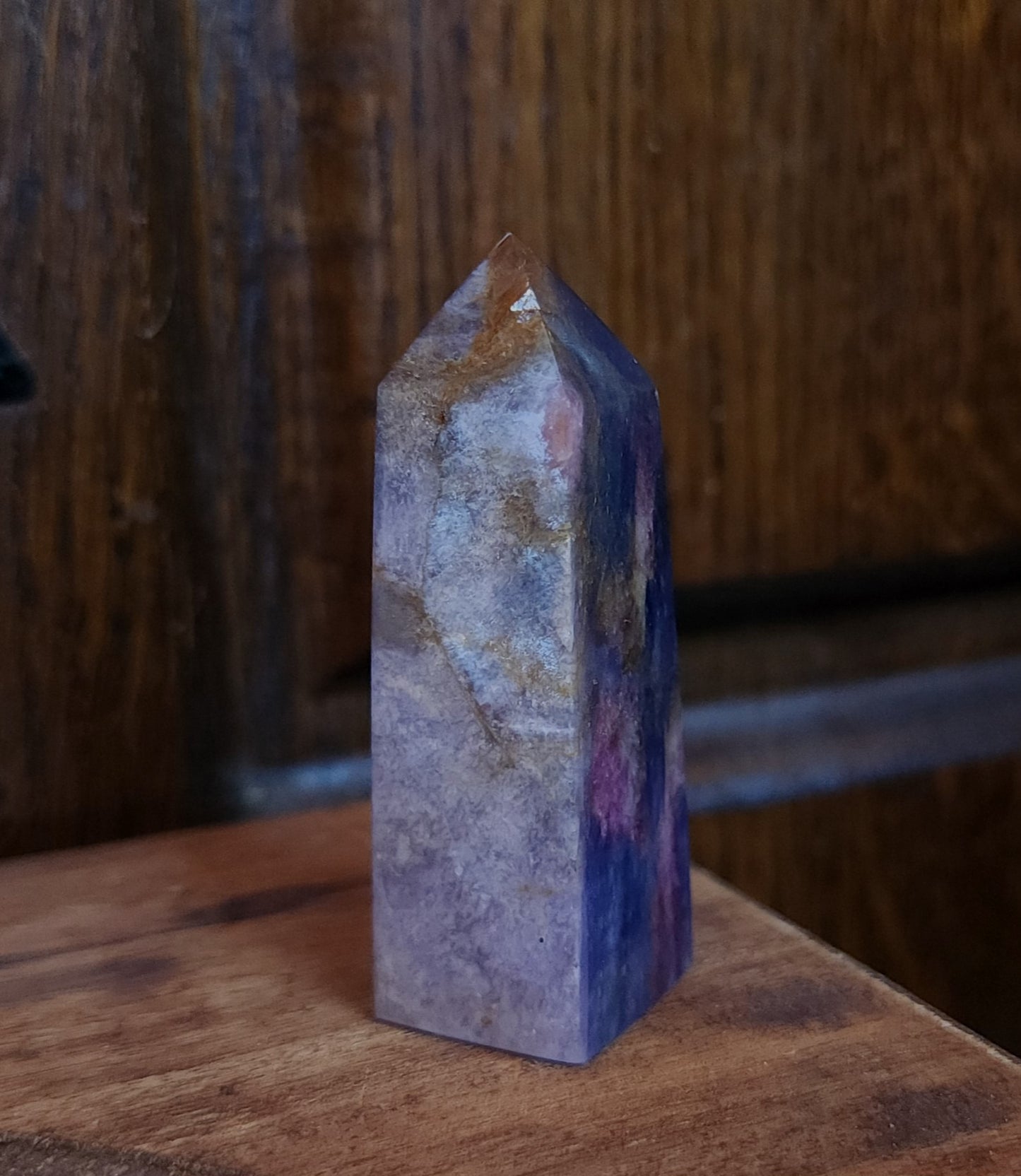 Rubellite Tourmaline in Lepidolite Mica Point