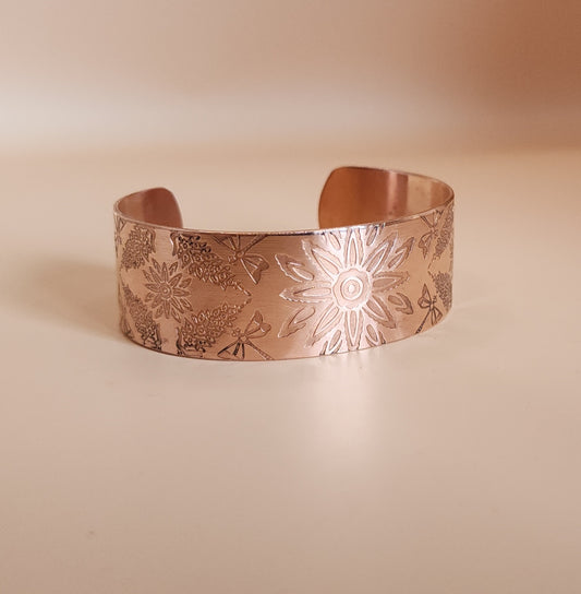 "Spring Garden" Narrow Copper Cuff Bracelet