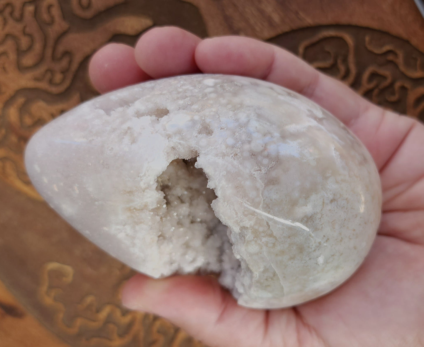 Cherry Blossom Agate Druzy Egg