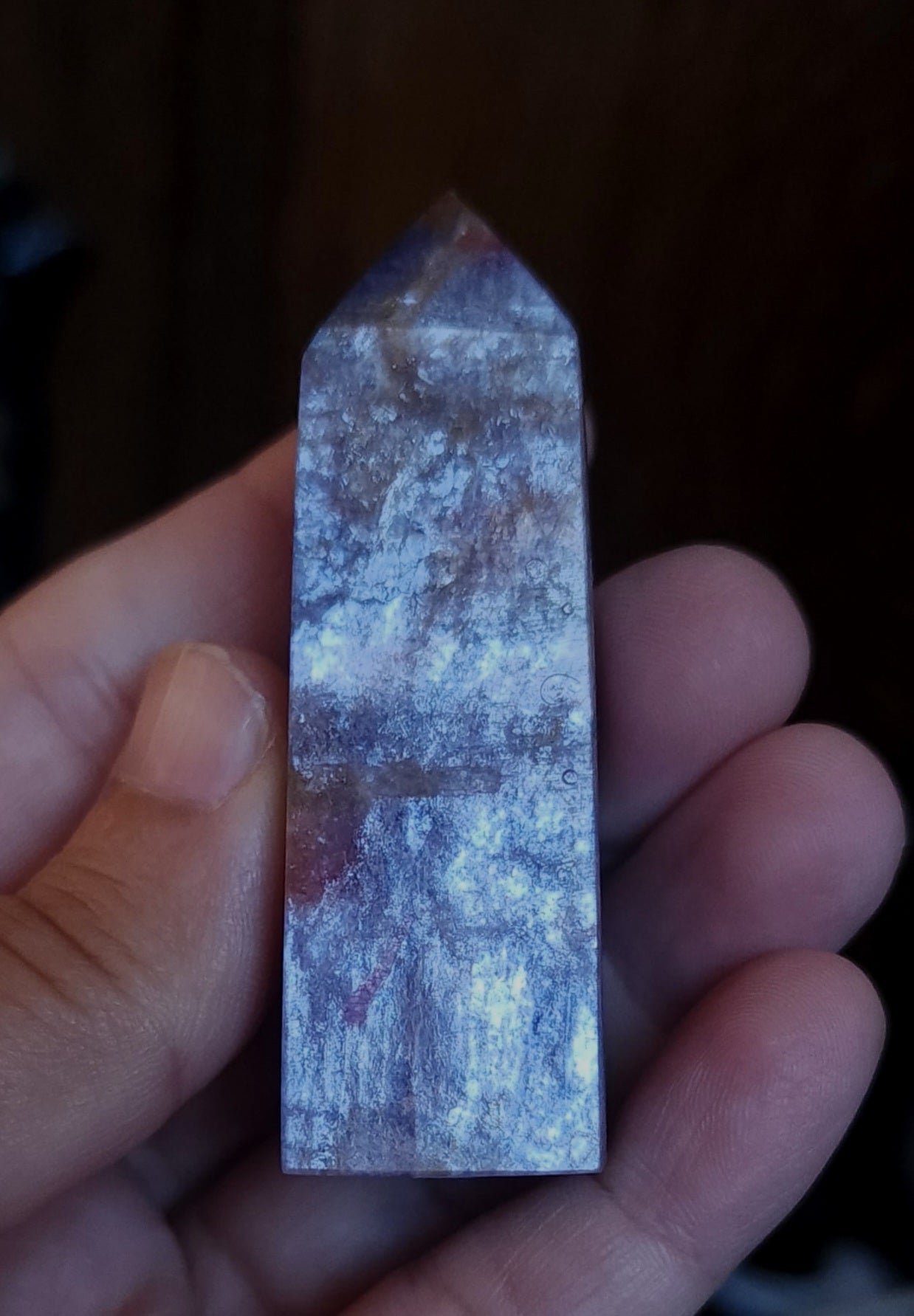 Rubellite Tourmaline in Lepidolite Mica Point