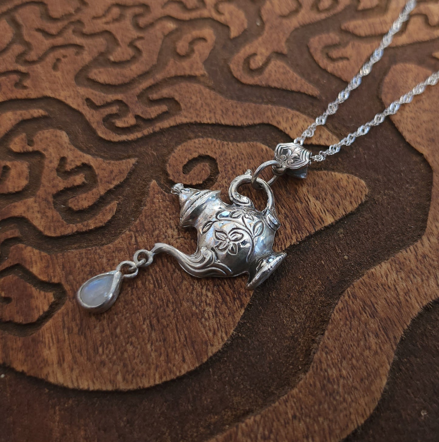 "Moon Tea" Sterling Silver & Moonstone Pendant