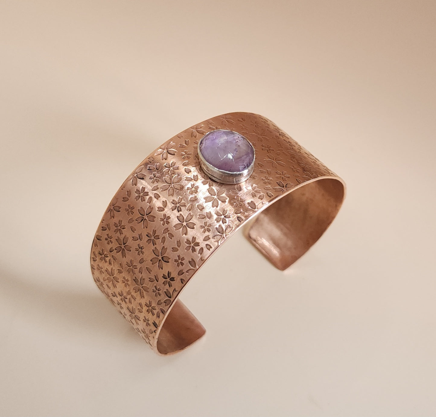 "Sakura" Copper & Amethyst Cuff Bracelet