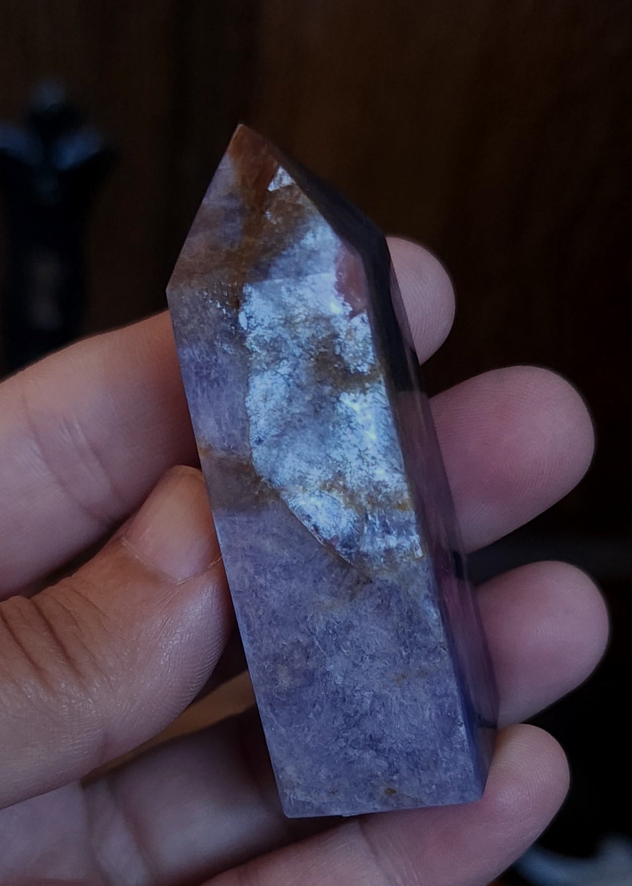 Rubellite Tourmaline in Lepidolite Mica Point