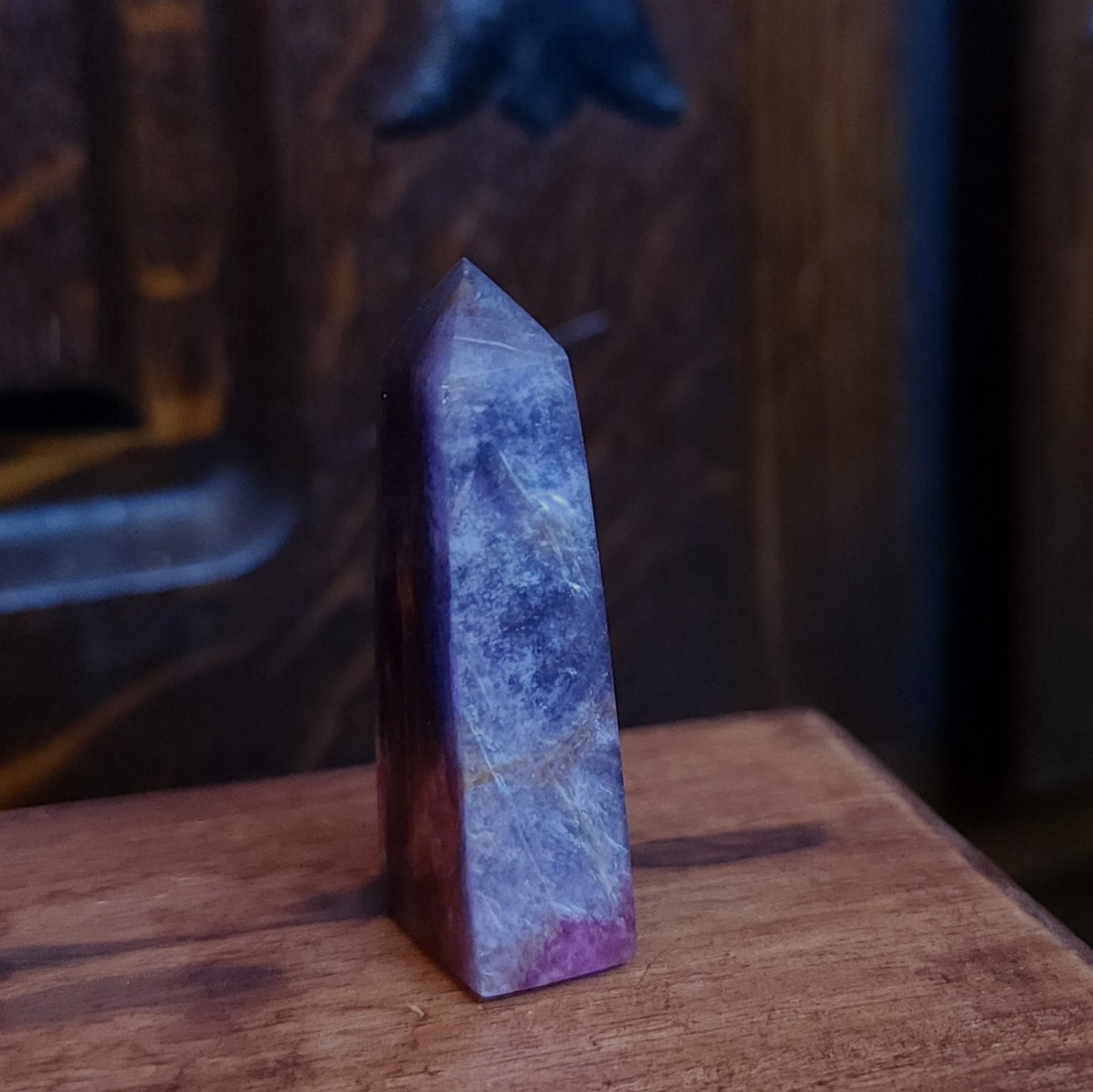Rubellite Tourmaline in Lepidolite Mica Point