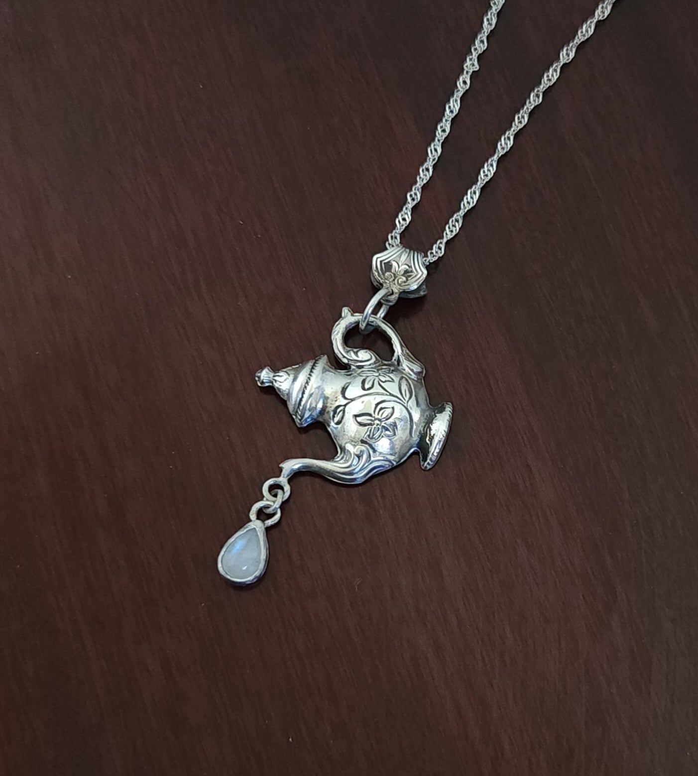 "Moon Tea" Sterling Silver & Moonstone Pendant