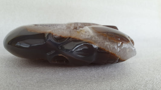 Agate Heart with Skull and Druzy