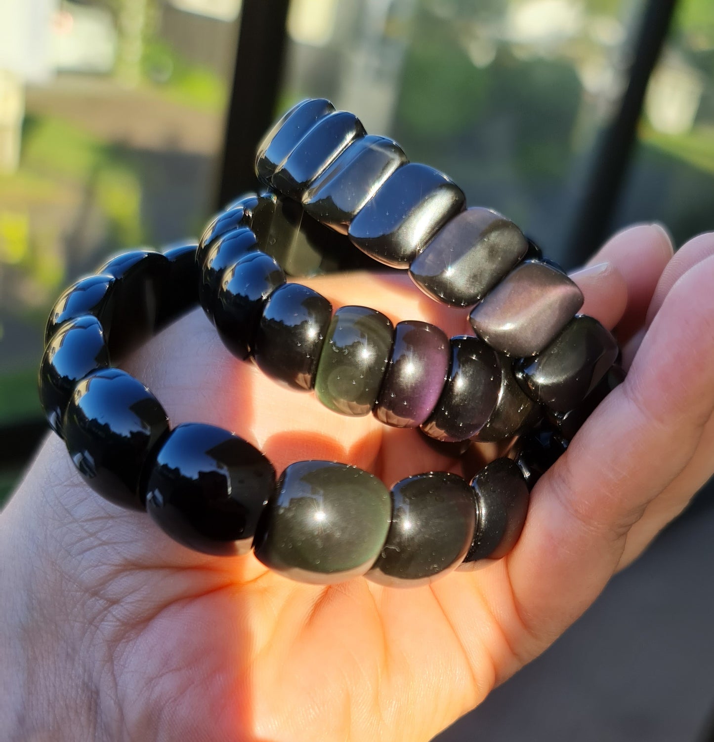 Rainbow Obsidian Bracelet - Large Bead