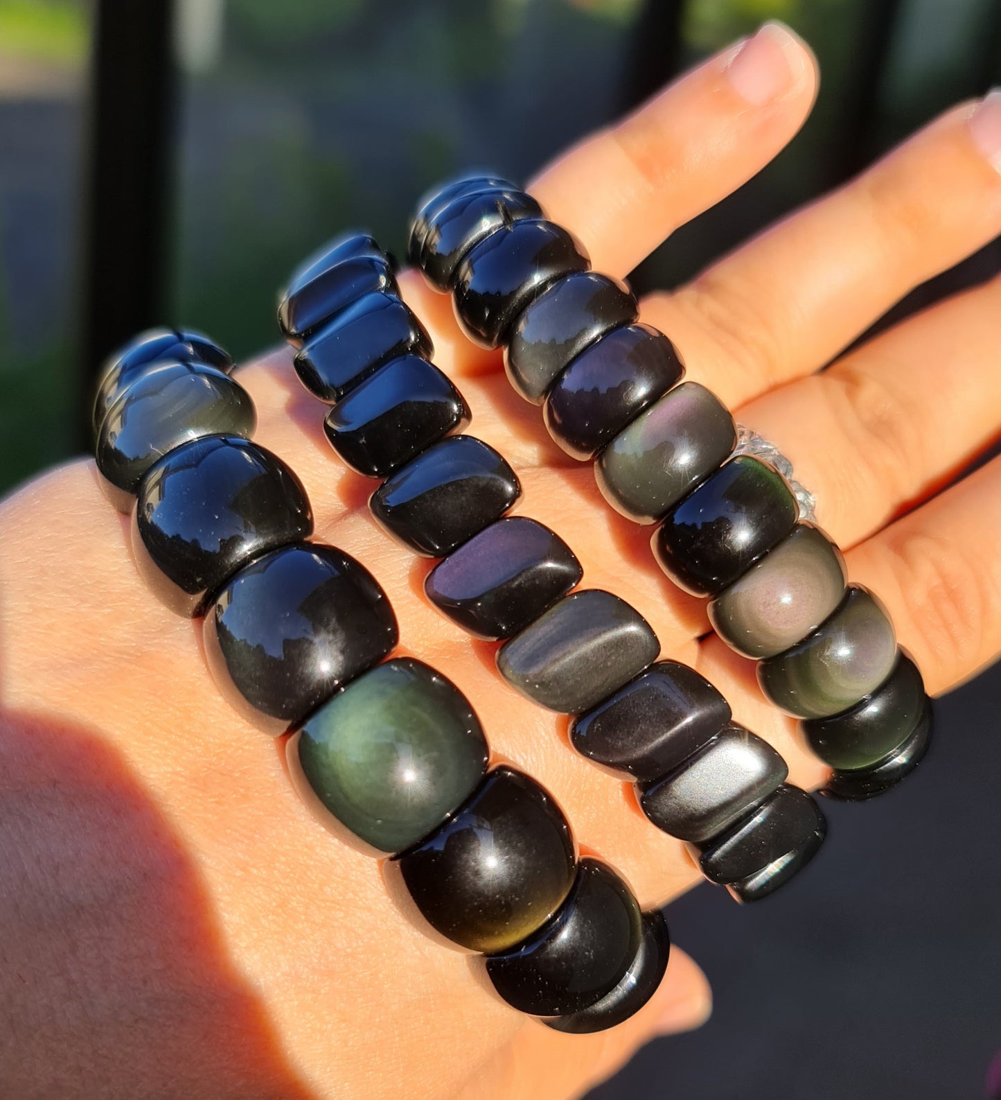 Rainbow Obsidian Bracelet - Large Bead