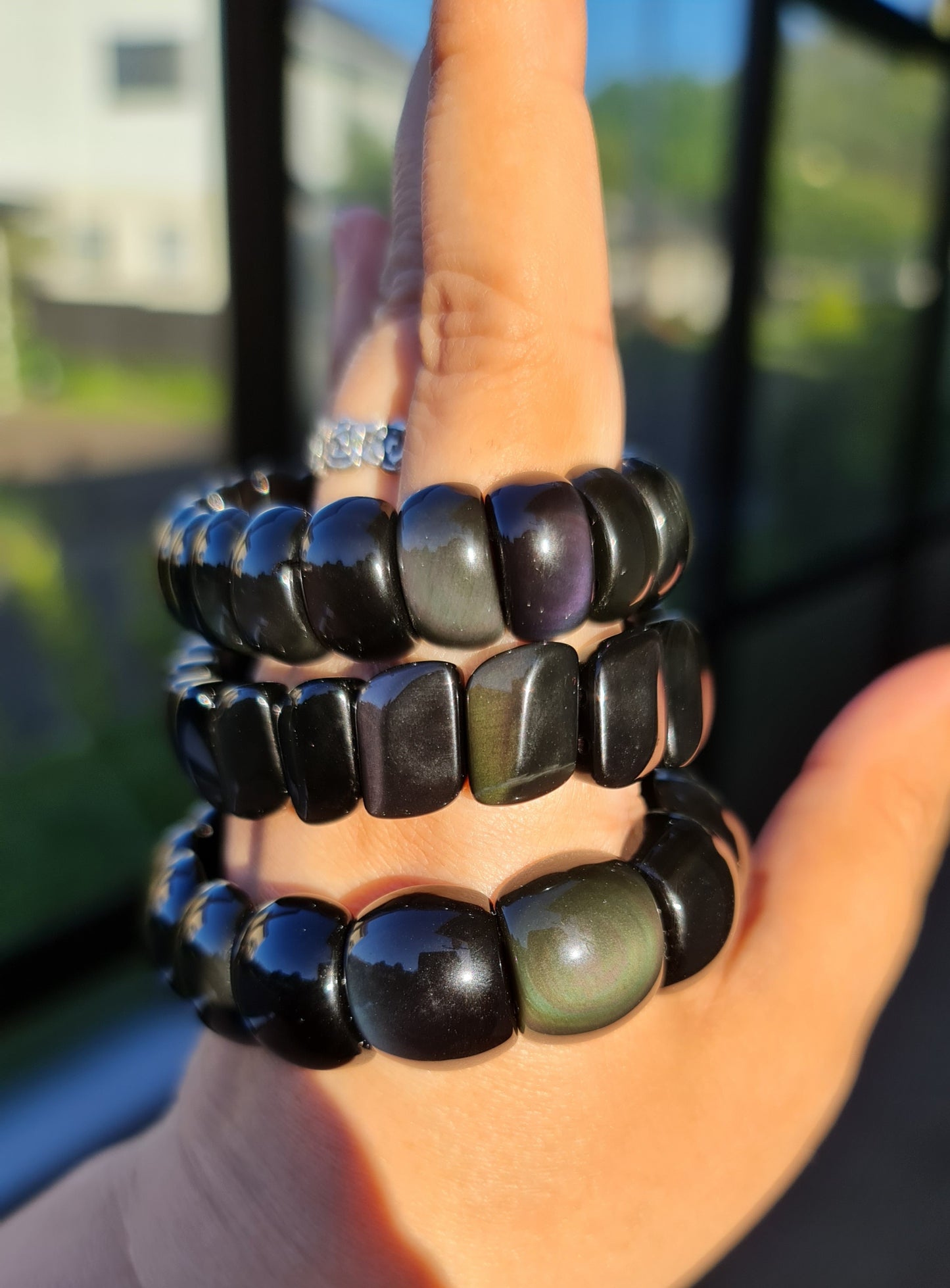 Rainbow Obsidian Bracelet - Large Bead