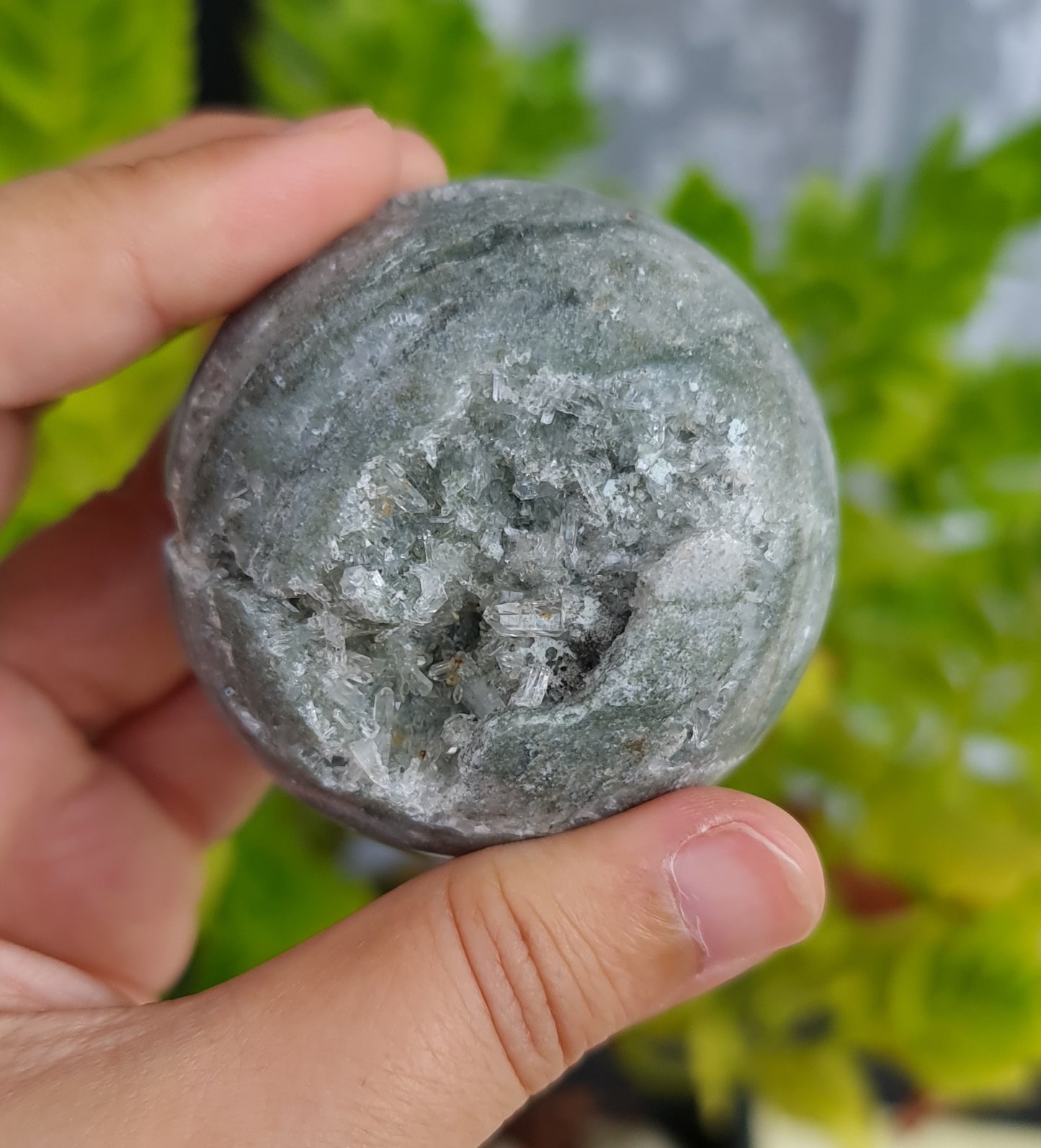 Geode Sphere with Quartz Druzy