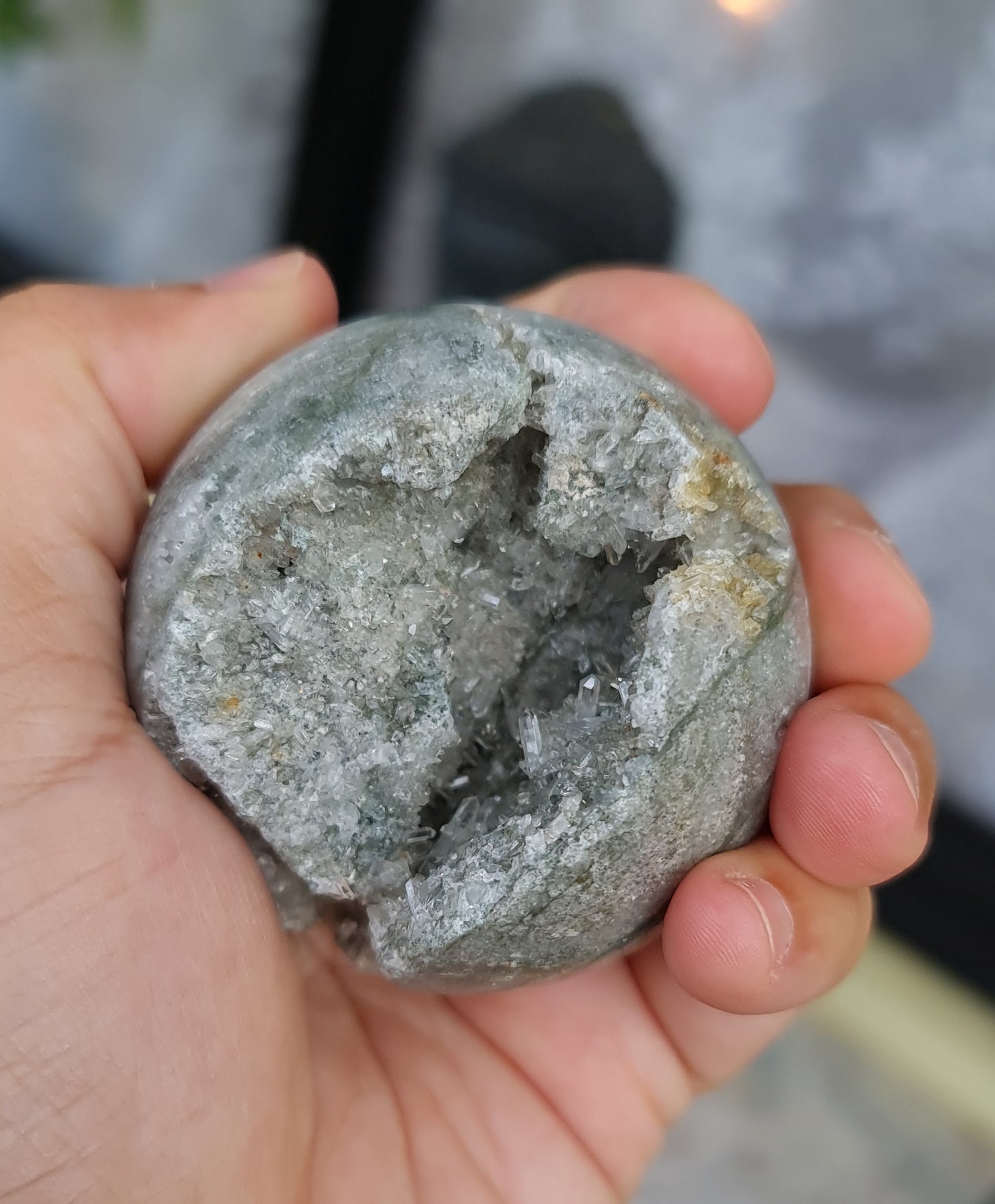 Geode Sphere with Quartz Druzy