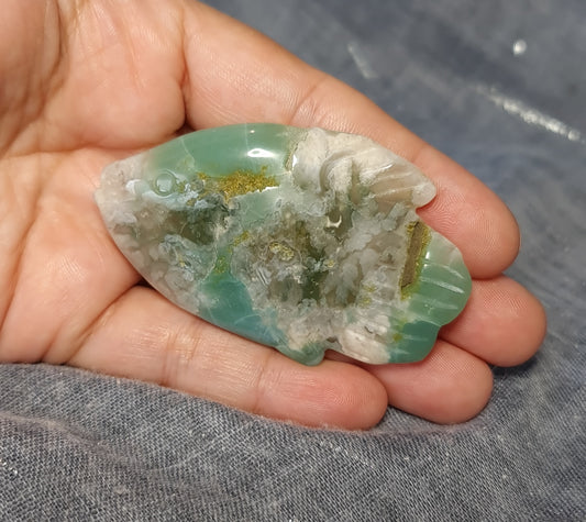 Green Flower Agate Fish