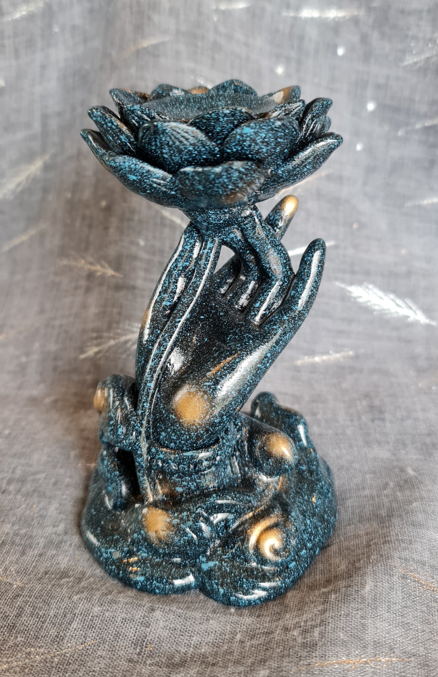Lotus Hand Sphere Stand - Blue