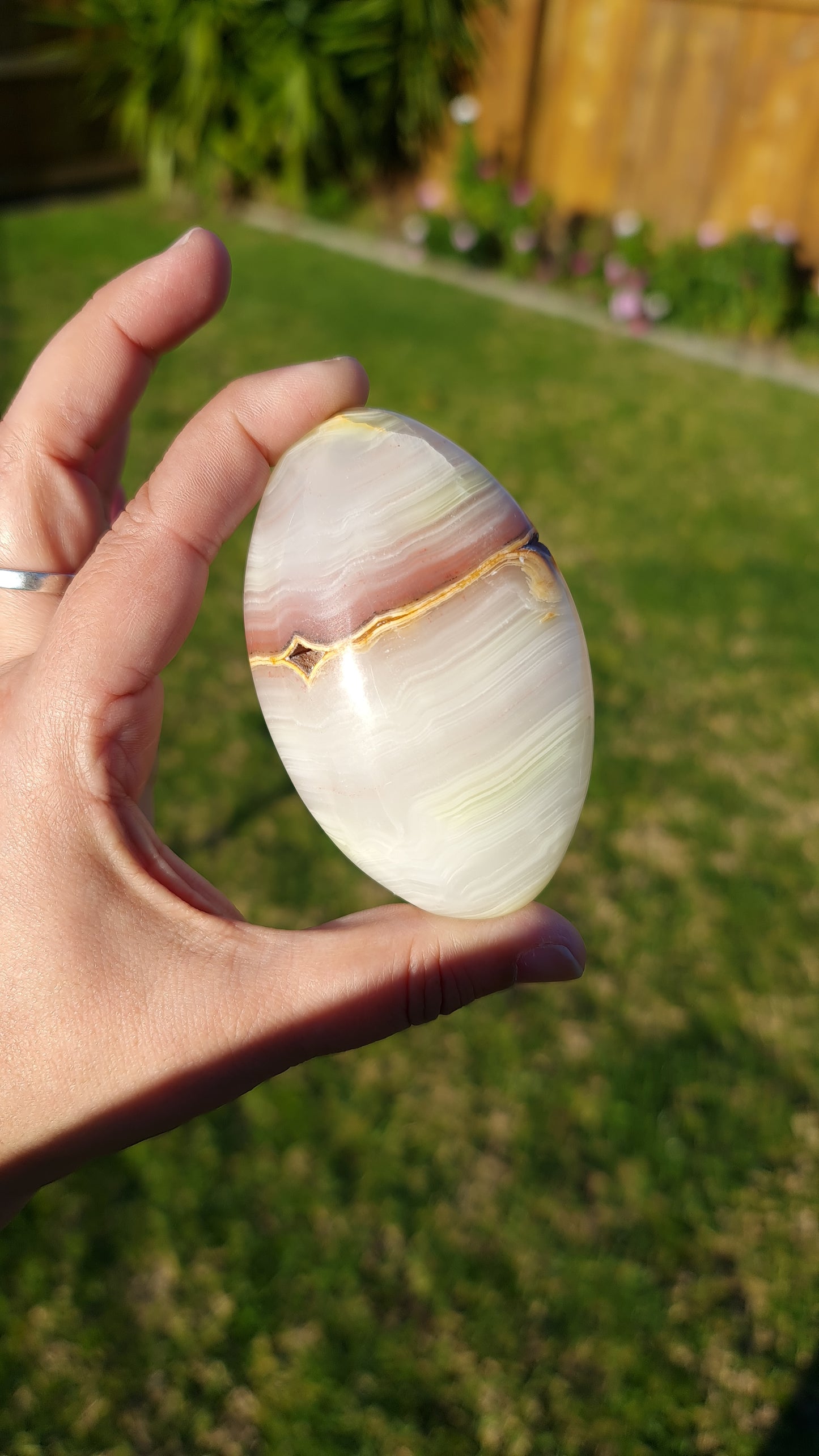 Pink Banded Calcite Palmstone