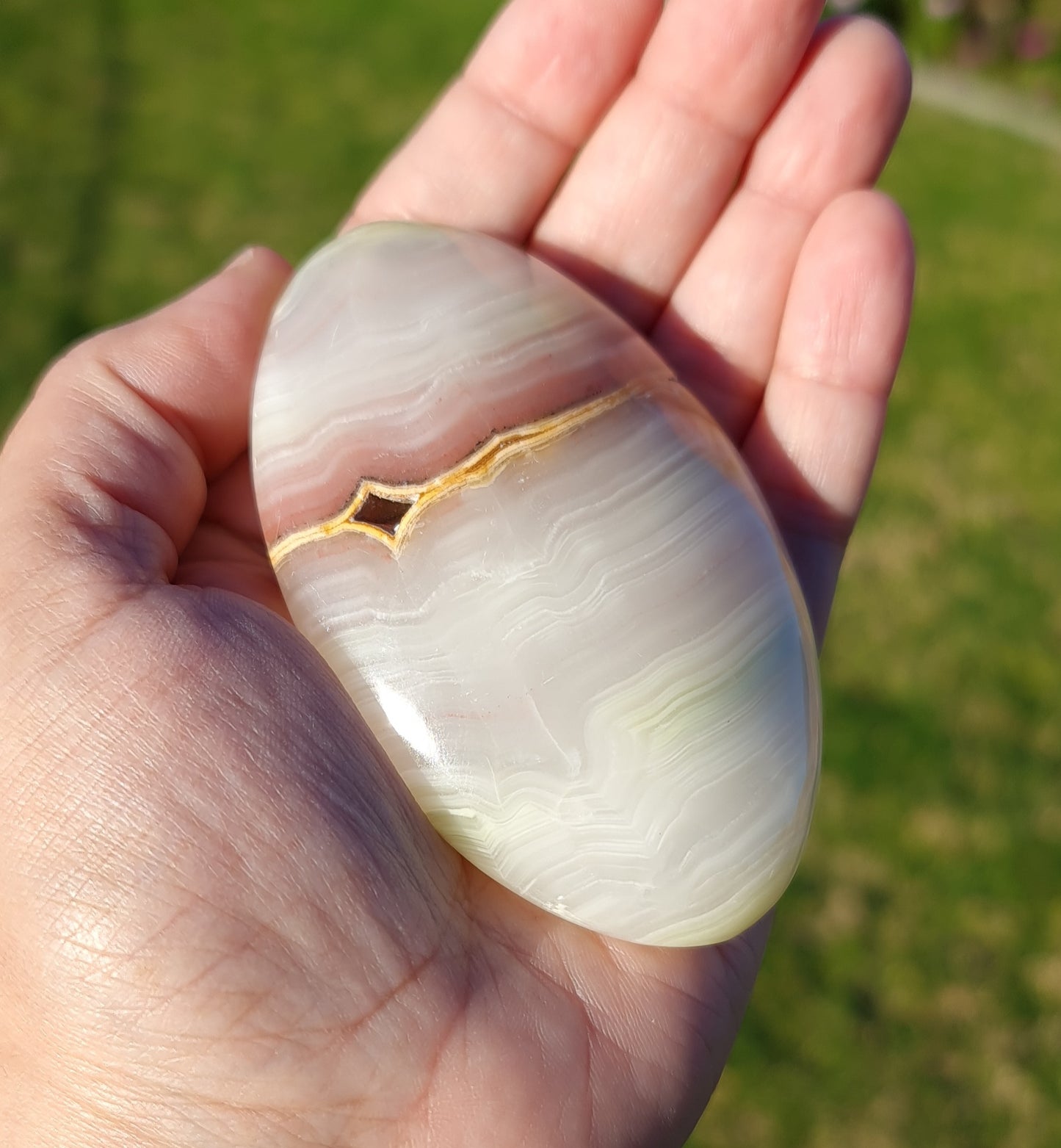 Pink Banded Calcite Palmstone