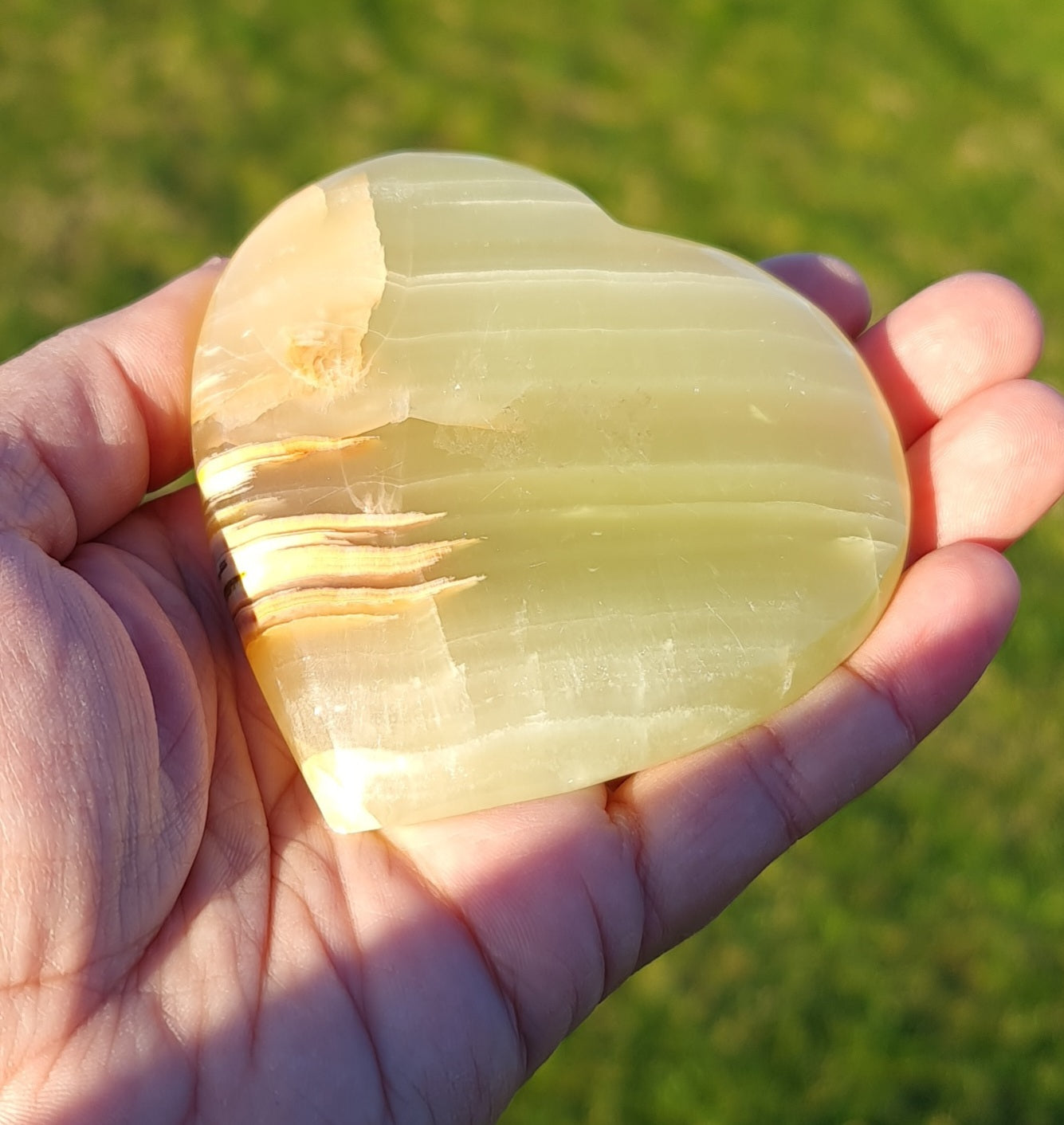 Green Banded Calcite Heart