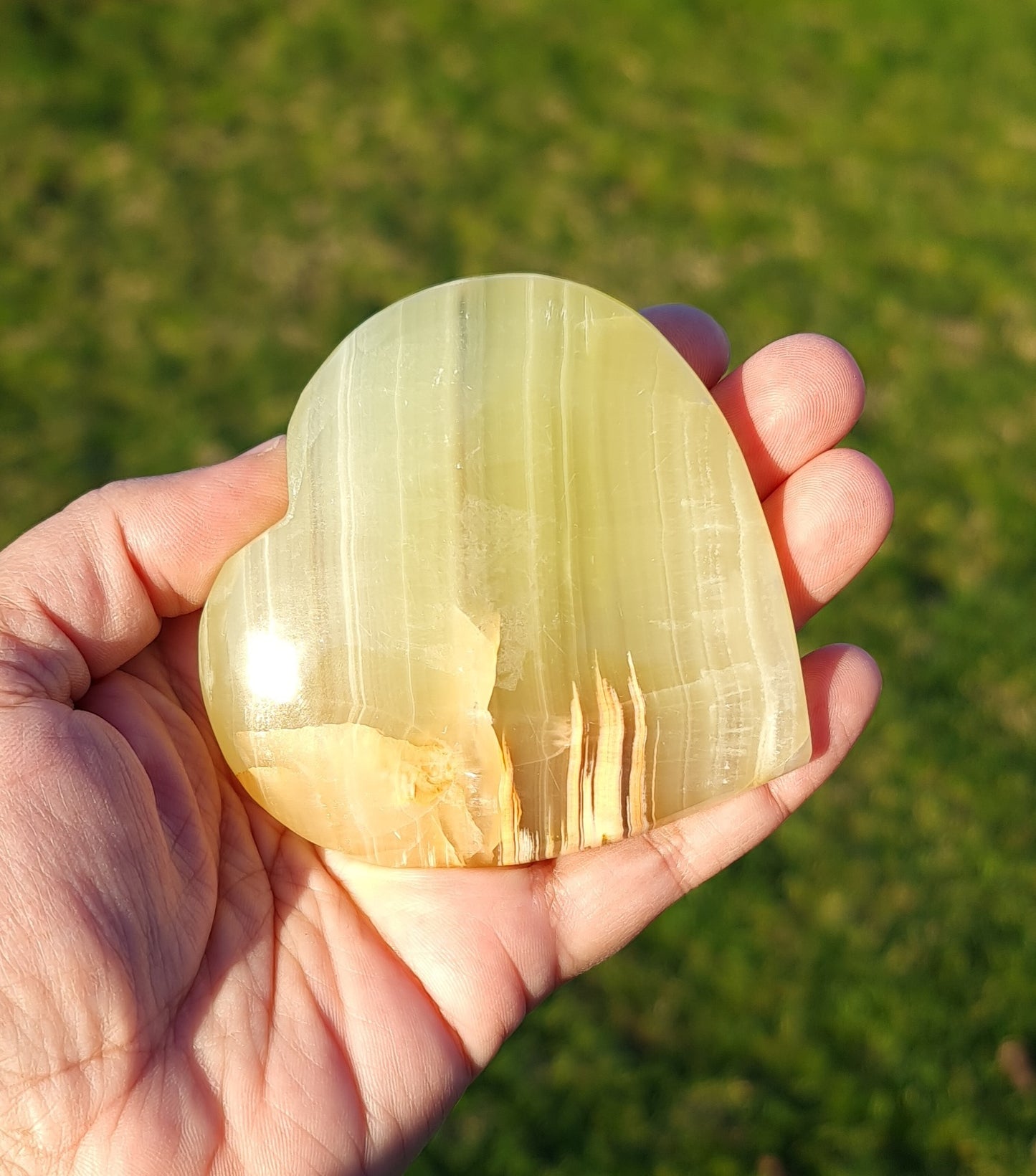 Green Banded Calcite Heart