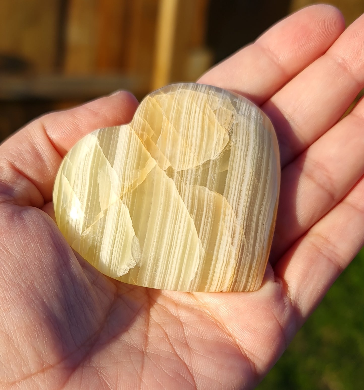 Green Banded Calcite Heart