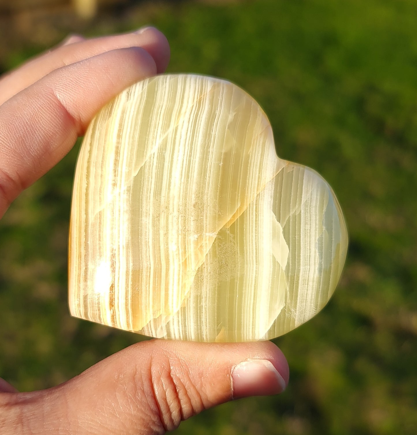 Green Banded Calcite Heart