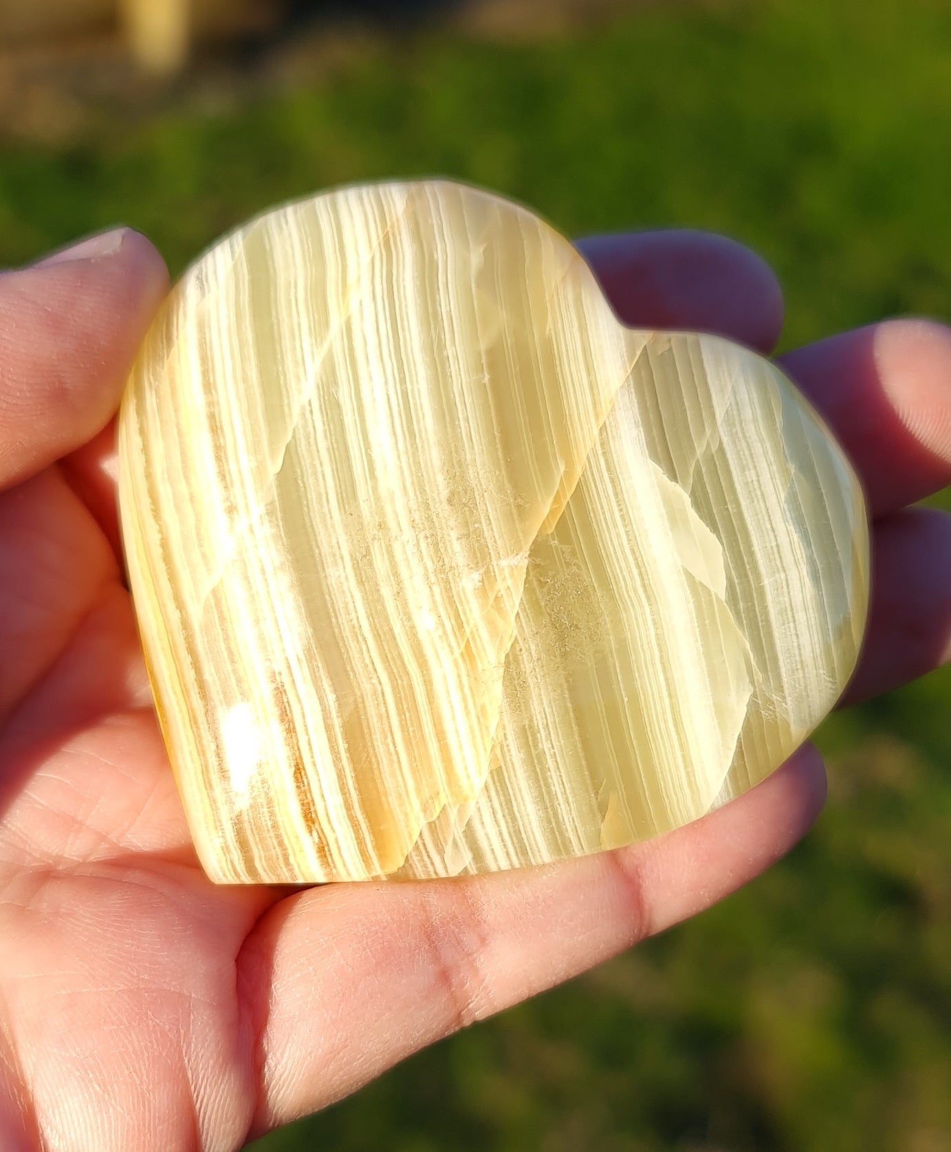 Green Banded Calcite Heart