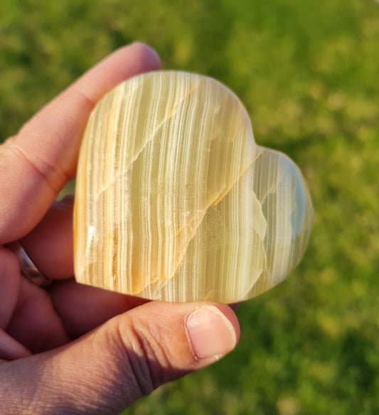 Green Banded Calcite Heart