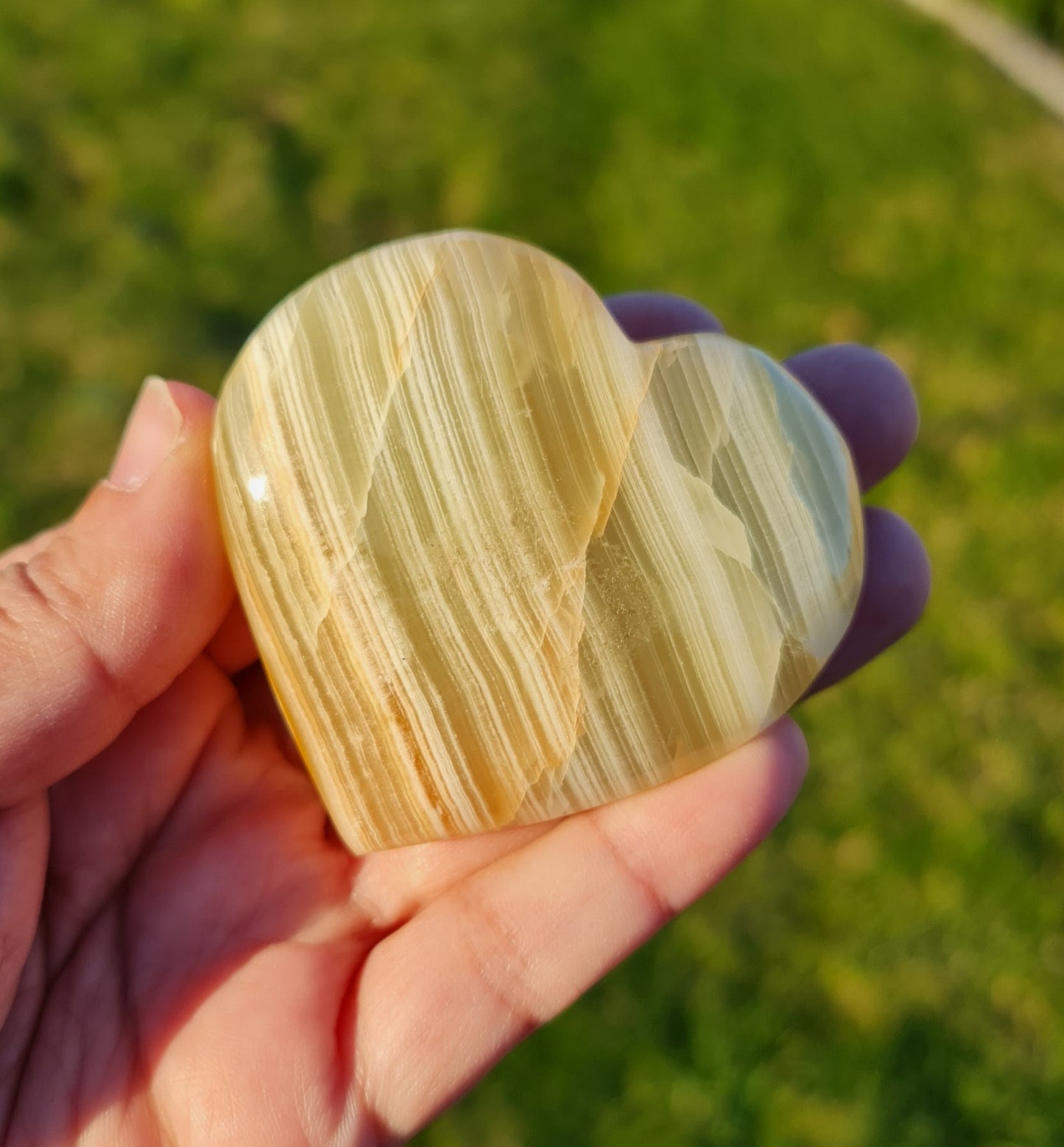 Green Banded Calcite Heart