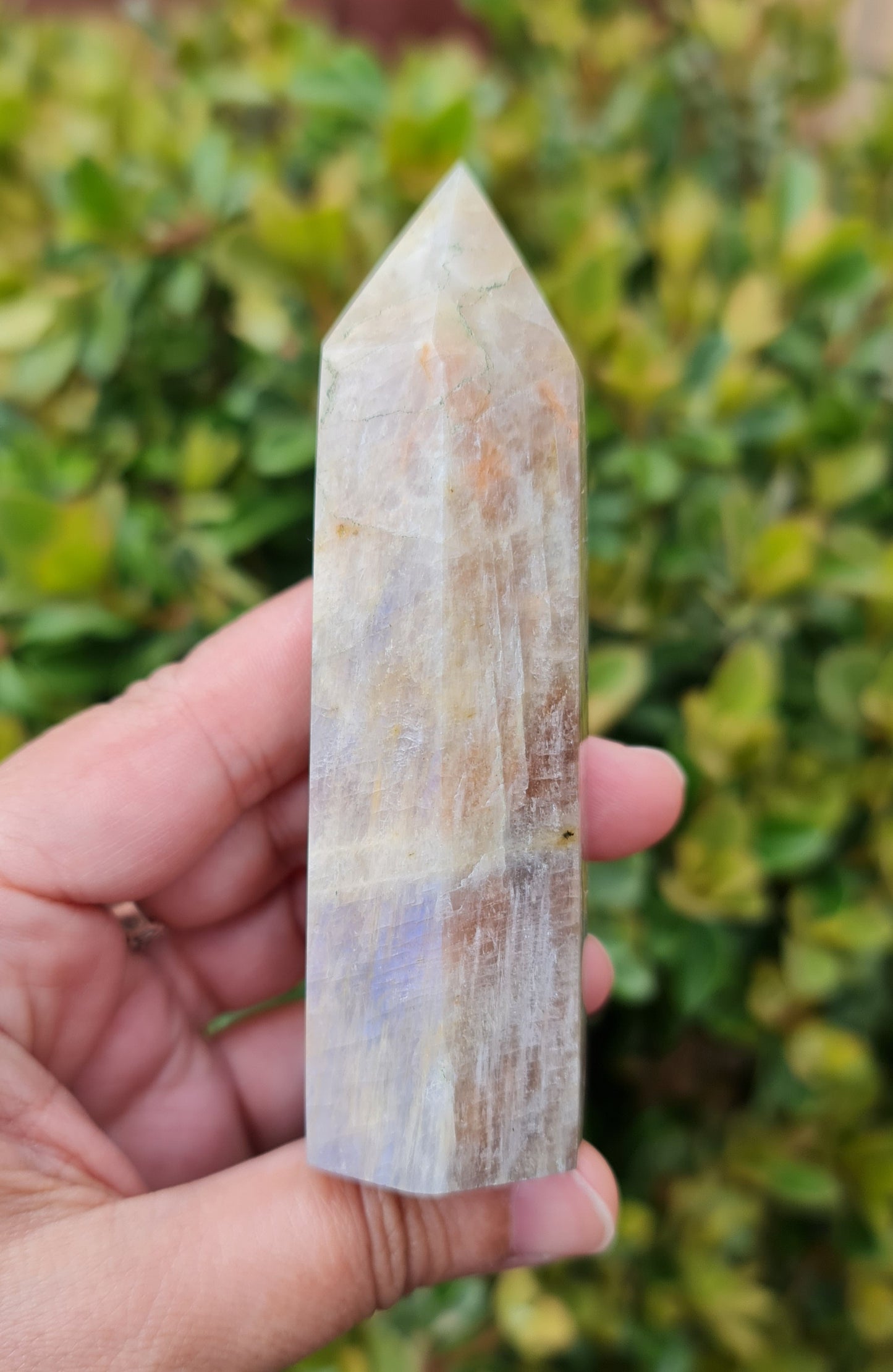 Belomorite- Moonstone Point with Sunstone
