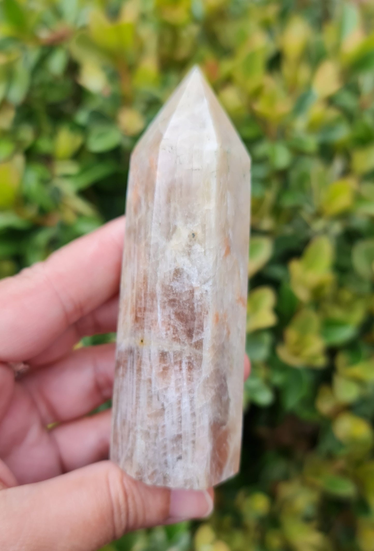 Belomorite- Moonstone Point with Sunstone