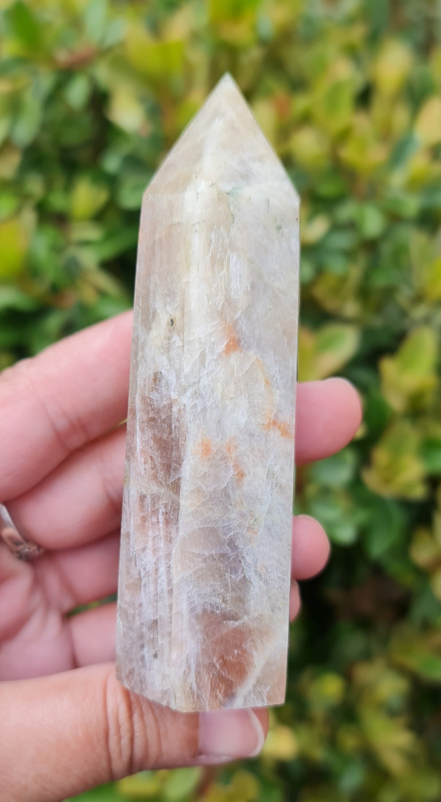 Belomorite- Moonstone Point with Sunstone