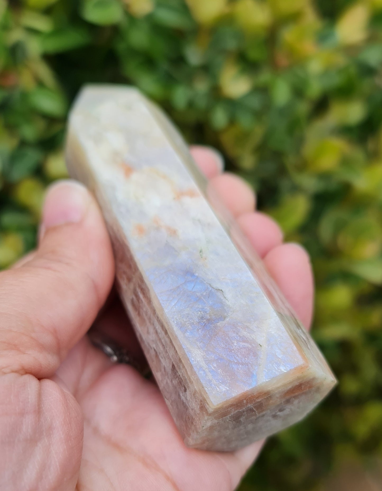 Belomorite- Moonstone Point with Sunstone