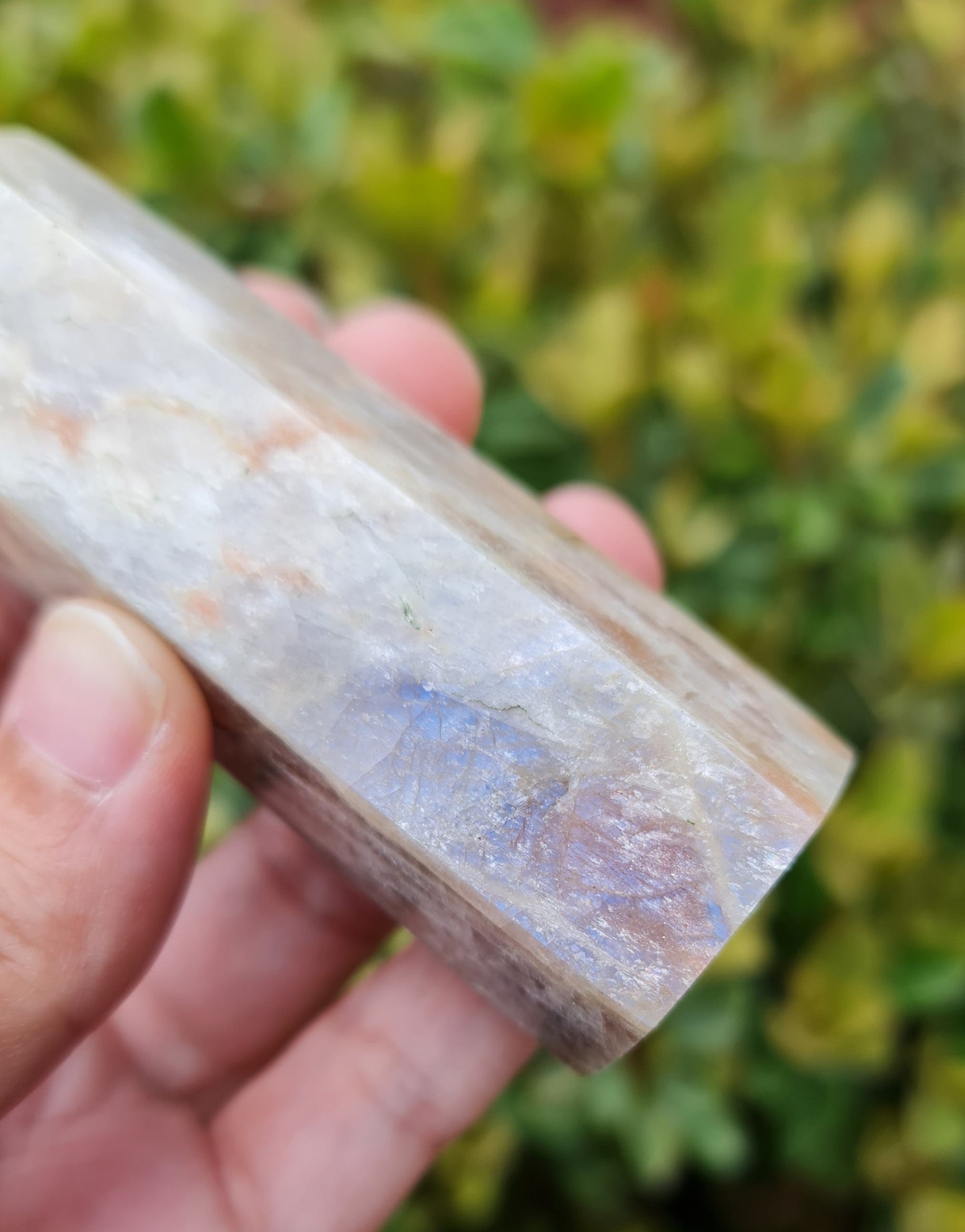 Belomorite- Moonstone Point with Sunstone