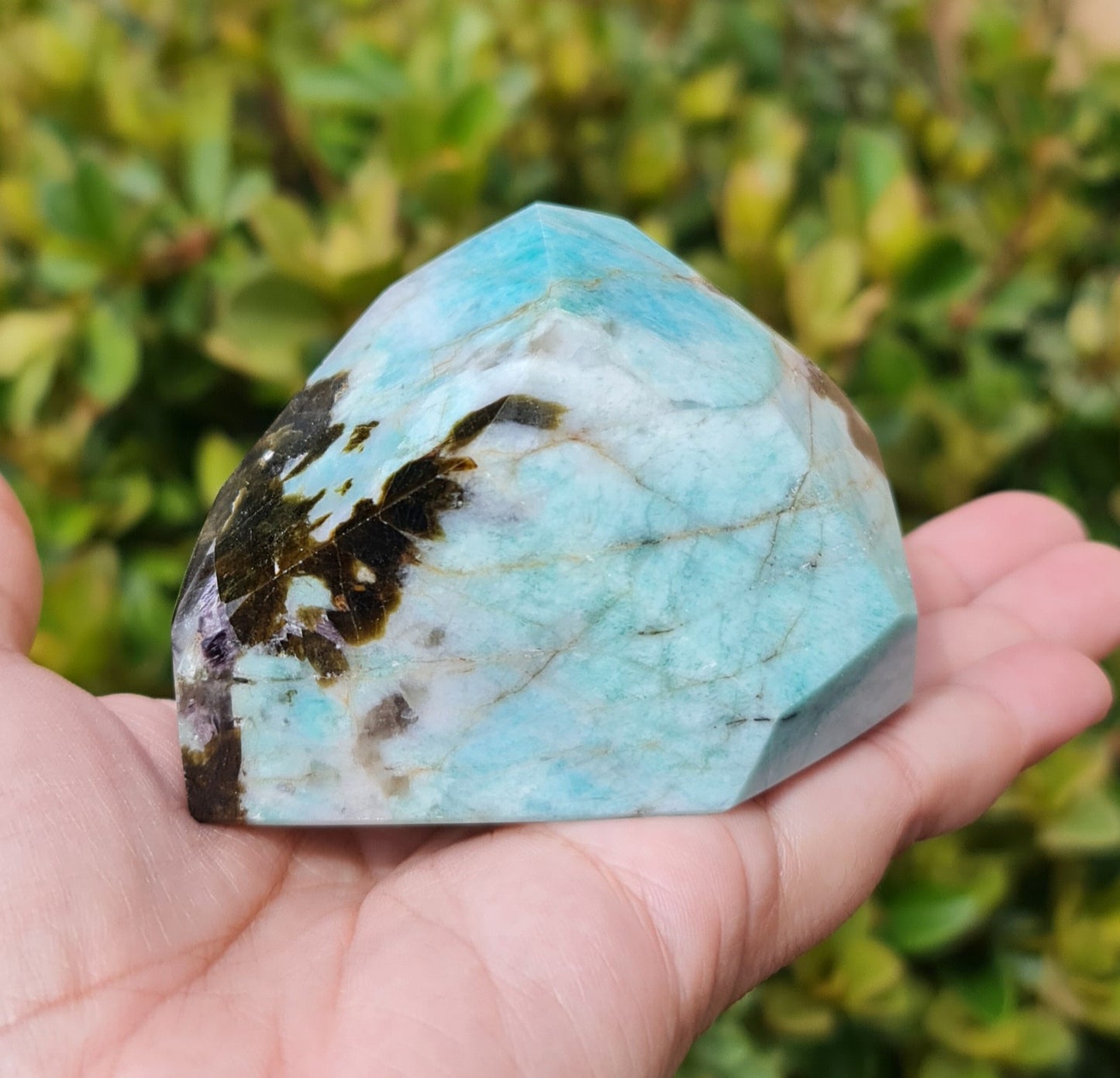 Amazonite with Epidote, Smoky and Clear Quartz and Lepidolite